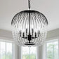YANSUN 6-Light Black Crystal Pendant Light, Modern Statement Chandelier with E12 Base for Living Room or Dining Room