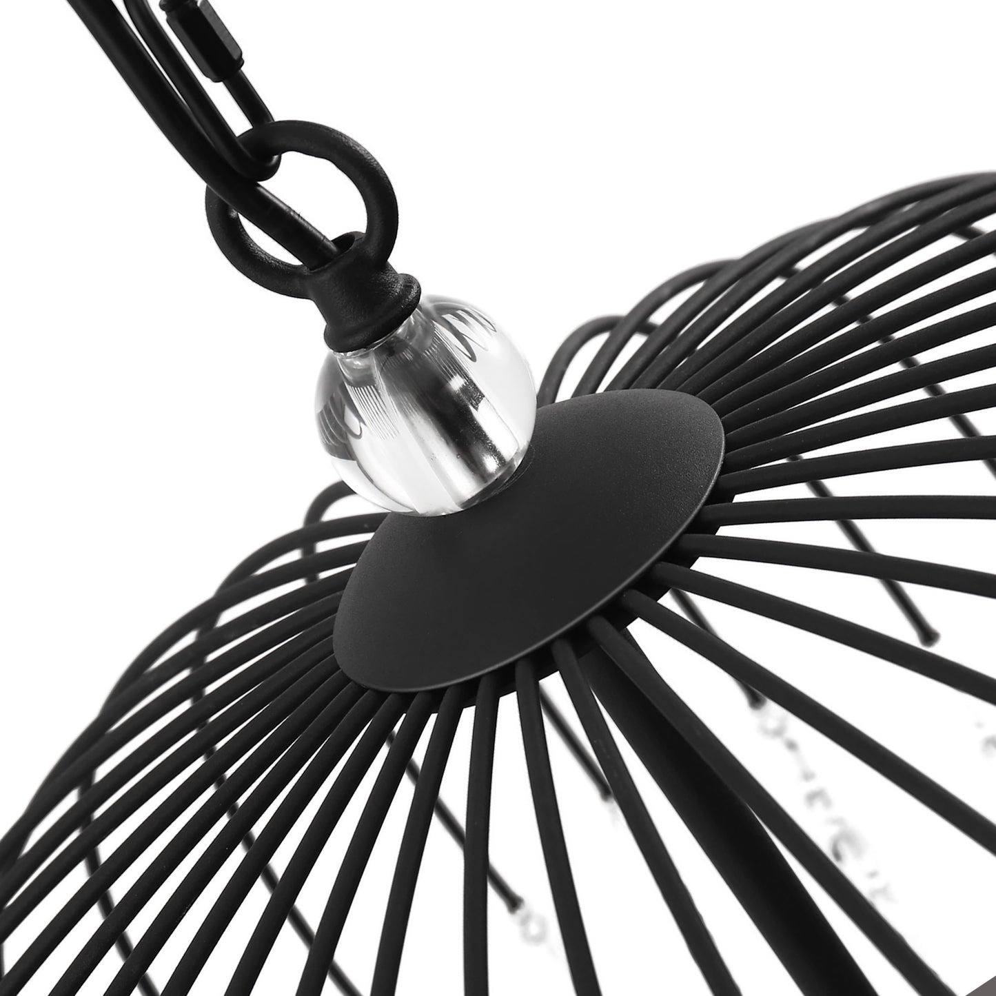 YANSUN 6-Light Black Crystal Pendant Light, Modern Statement Chandelier with E12 Base for Living Room or Dining Room