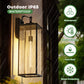YANSUN Set of 2 Outdoor Wall Lanterns with Clear Glass Shade, Dusk-to-Dawn Sensor and 4 T30-225 Bbs, E26 Socket, 20 In. Height