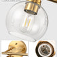 YANSUN 22 in. 3-Light Gold Bathroom Vanity Light Wall Sconce with Clear Glass Shades