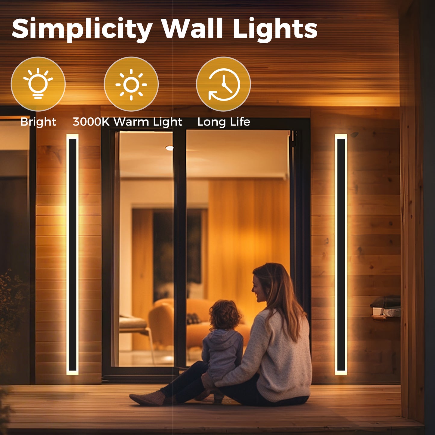 YANSUN 78.7 in. 1-Light Black Modern Integrated LED Outdoor Wall Light, Waterproof Porch Lantern Sconce for Garden or Patio