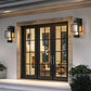 YANSUN 1-Light Black Outdoor Wall Lantern Sconce with Water Glass Shade, Hardwired Fixture with Photocell Sensor for Porche