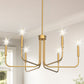 YANSUN 28 in. Gold 6-Light Farmhouse Rustic Candle Ceiling Chandelier, Adjustable Height for Dining Room Living Room and Foyer