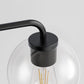 YANSUN 22.7 in. 3 Light Black Vanity Light with Clear Globe Shades Modern Round Wall Mount Wall Light for Bathroom E26 Base