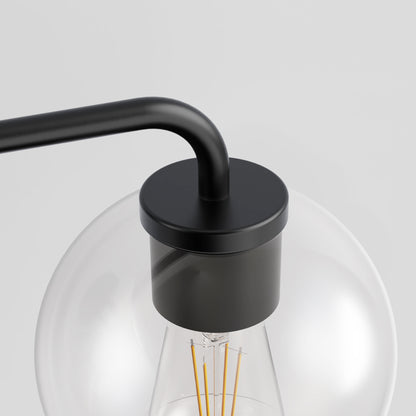 YANSUN 22.7 in. 3 Light Black Vanity Light with Clear Globe Shades Modern Round Wall Mount Wall Light for Bathroom E26 Base