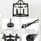 YANSUN 4-Light Black No Decorative Accents Drum Chandelier for Foyer Kitchen Island with No Bulbs Included