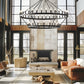 YANSUN 54-Light Industrial Black Chandelier with Double Ring and Straight Rod Design, E12 Base (Bulbs No Included)