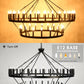 YANSUN 54-Light Industrial Black Chandelier with Double Ring and Straight Rod Design, E12 Base (Bulbs No Included)