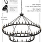 YANSUN 54-Light Industrial Black Chandelier with Double Ring and Straight Rod Design, E12 Base (Bulbs No Included)