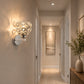 YANSUN Modern Crystal Round Wall Sconce E26 Indoor Wall Light Fixture Chrome Finish 1-Light Vanity Lamp