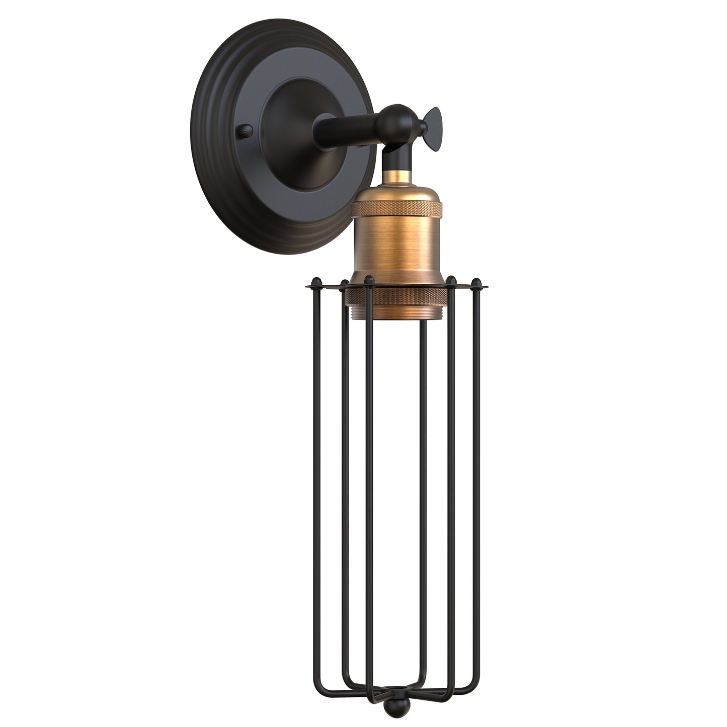 YANSUN 10.63 in.1-Light Dimmable Black Farmhouse Industrial Wall Sconces with Caged Shaded for Bedroom Hallway