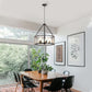YANSUN 5-Light Black Drum Chandelier Pendant Light with Glass Shade and E12 Base for Dining Room, No Bulbs Included