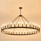 YANSUN 59" Farmhouse Wagon Wheel Chandelier, 36-Light Matte Black Ceiling Light, Adjustable Height, E12 Bulbs, Dining Room Fixture