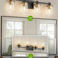 YANSUN 27.6 in. 4-Light Black and Gold Vanity Light Modern Wall Sconce with Clear Cylinder Glass Shades, E26 Bathroom Fixture