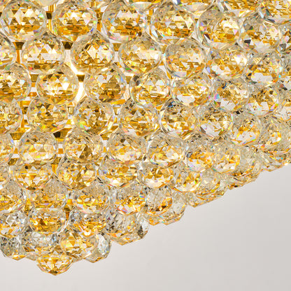 YANSUN 32in.Gold Crystal Chandelier 27-Light French Empire LED Bulbs Included Adjustable Chain 3000K Warm Light for Living Room Dining Room Foyer