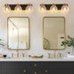 YANSUN 22 in. 3-Light Modern Black and Gold Vanity Light with Crackle Glass Wall Perfect for Vanity Powder Room Dressing Room