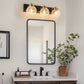 YANSUN 22 in. 3-Light Modern Black and Gold Vanity Light with Crackle Glass Wall Perfect for Vanity Powder Room Dressing Room