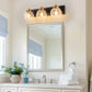 YANSUN 22 in. 3-Light Modern Black and Gold Vanity Light with Crackle Glass Wall Perfect for Vanity Powder Room Dressing Room