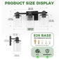 YANSUN 20 in. 3-Light Matte Black Damp Rated Vanity Light Clear Glass Shade with Dimmable No Bulbs Included