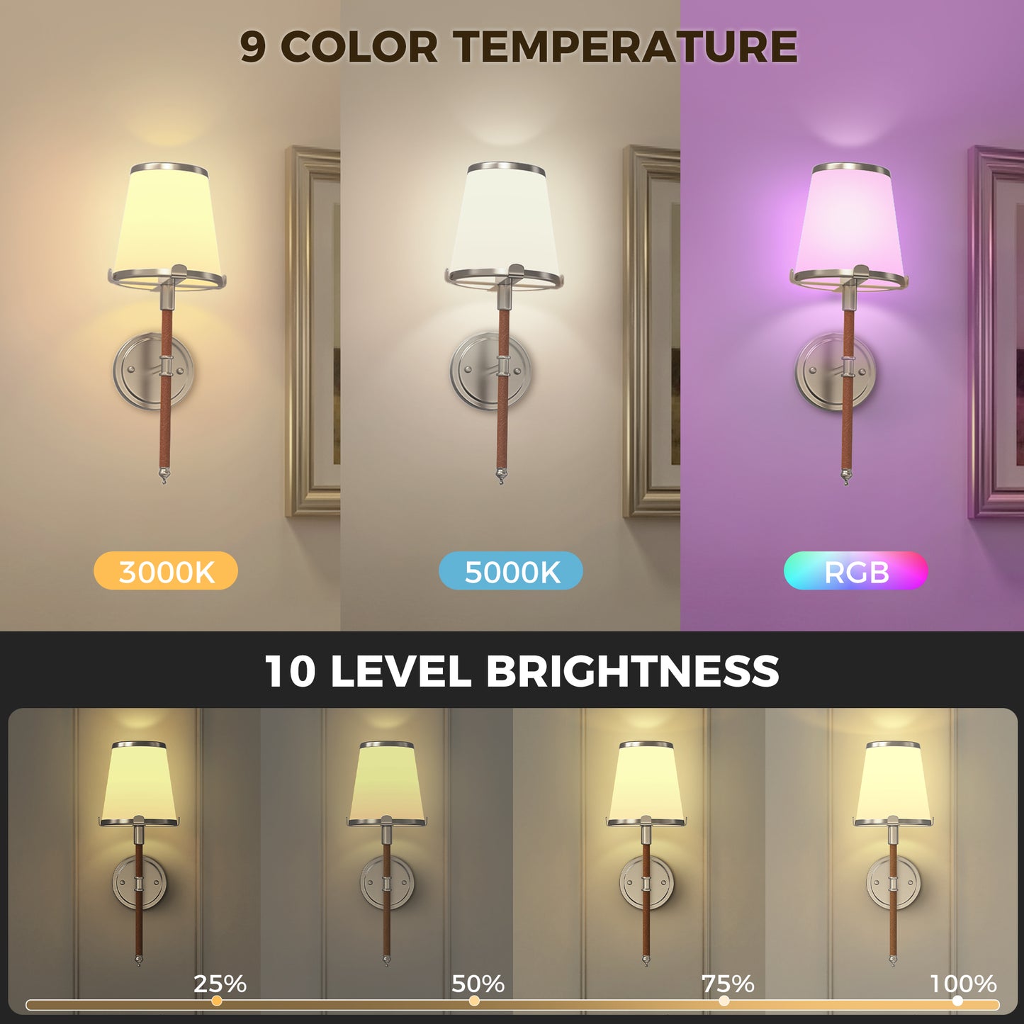 YANSUN Set of 2 Octopus-Claw Leather Arm Wall Lights, White Chrome Finish, 2W, RGBCW Dimmable