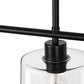 YANSUN Modern 3-Light Kitchen Island Pendant Light, Black Ceiling Fixture with Clear Glass Shades, E26 Hanging Rod Chandelier for Dining Room Kitchen Island