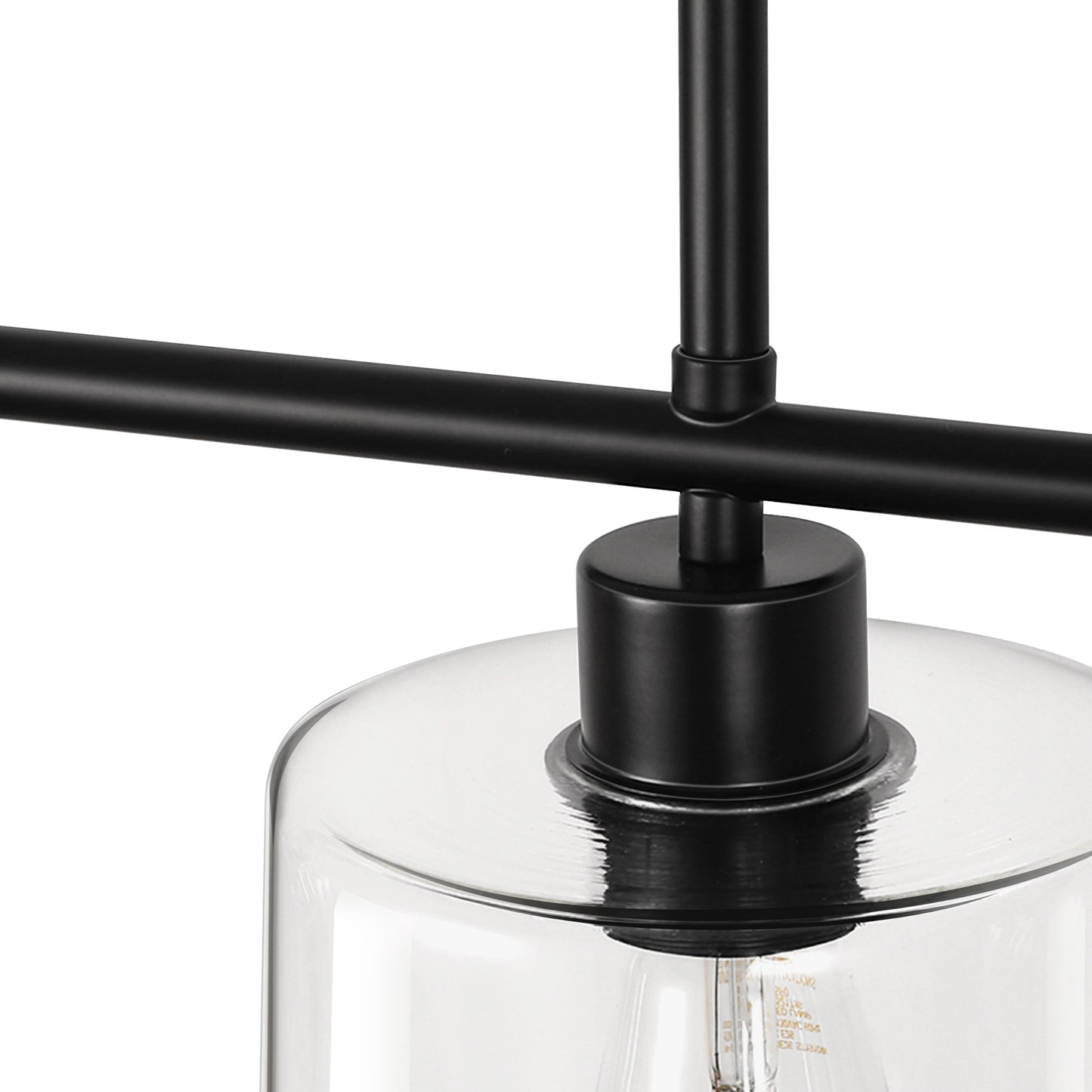 YANSUN Modern 3-Light Kitchen Island Pendant Light, Black Ceiling Fixture with Clear Glass Shades, E26 Hanging Rod Chandelier for Dining Room Kitchen Island