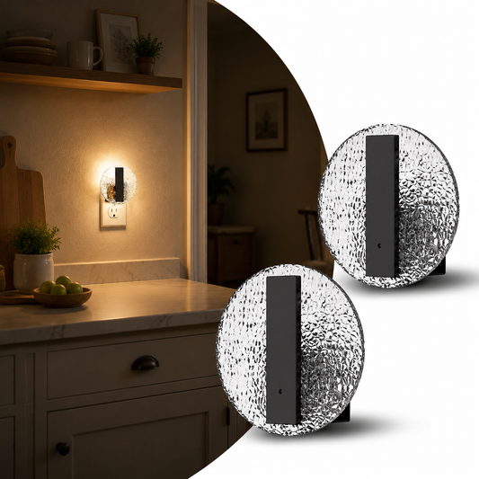 YANSUN 2-Pack Plug in Dusk to Dawn Night Light 1W Dimmable 3000K Black Acrylic Crystal Style Night Lamp