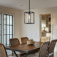 YANSUN 7 in. 1-Light Black Square Chandelier with Clear Glass, Retro Industrial Hanging Light for Kitchen Island