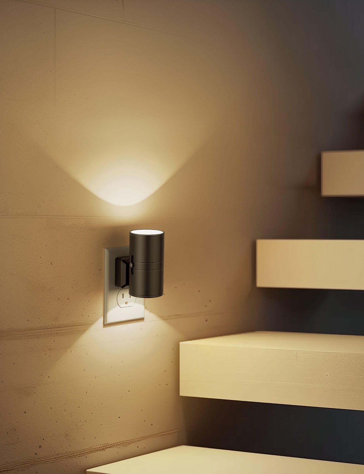 YANSUN 2-Pack Cylindrical Wall Style Night Light with Black Finish, Warm White 3000K Decorative Lighting