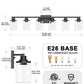 YANSUN 40 in. 6-Light Black Metal Dimmable Vanity Light with Clear Cylinder Glass Shades for Bathroom Vanity Light or mirror