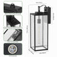 YANSUN 2-Pack Outdoor Wall Light with Dusk-to-Dawn Sensor, 18in Metal Fixture with Stone-Pattern Glass Shade, Upward Hook Design, E26 Base