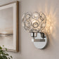 YANSUN Modern Crystal Round Wall Sconce E26 Indoor Wall Light Fixture Chrome Finish 1-Light Vanity Lamp