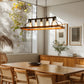 YANSUN 5-Light Island Pendant Light, Brown Metal Frame, Non-Integrated Design, Bulbs Not Included