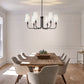 YANSUN 6-Light Industrial Black Chandelier with Tapered Fabric Shade E12 for Dining Room or Foyer Kitchen (Bulbs No Included)