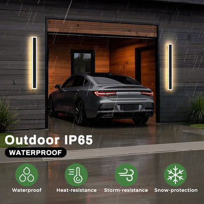 YANSUN 35.4 in. 1-Light Black Integrated LED Outdoor Wall Light Waterproof Porch Lantern Sconce 000/6000 K Color Temperature