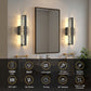 YANSUN 5 in. 2-Pack Black Square Integrated LED Vanity Light with Remote, Dimmable Modern Wall Sconce for Bedroom or Hallway