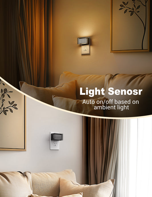 YANSUN 2-Pack 1W Dusk to Dawn Plug-in Night Lights 2700K Warm White LED Up and Down Lighting Night Lights with 3-Level Dimming for Bedroom Hallway