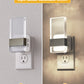 YANSUN 2-Pack Plug-In Night Lights with Frosted Acrylic Columns, Brushed Nickel Finish, 5000K White Light, Dimmable