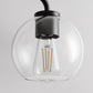 YANSUN 22.7 in. 3 Light Black Vanity Light with Clear Globe Shades Modern Round Wall Mount Wall Light for Bathroom E26 Base