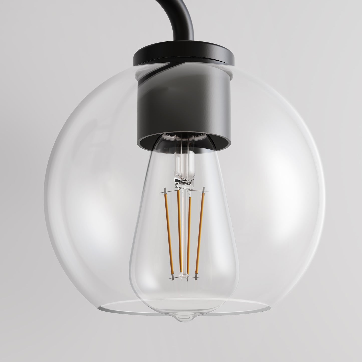 YANSUN 22.7 in. 3 Light Black Vanity Light with Clear Globe Shades Modern Round Wall Mount Wall Light for Bathroom E26 Base