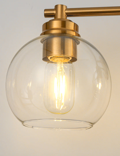 YANSUN 22 in. 3-Light Gold Bathroom Vanity Light Wall Sconce with Clear Glass Shades