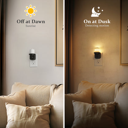 YANSUN 2-Pack 1W Dusk to Dawn Plug-in Night Lights 2700K Warm White Candle Style LED Night Lights with Dimmer for Bedroom Hallway Bathroom