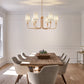YANSUN 6-Light Chandelier with Straight Tubular Arms and Inverted Cone Fabric Shades, Gold Finish, E12 Bulbs Not Included