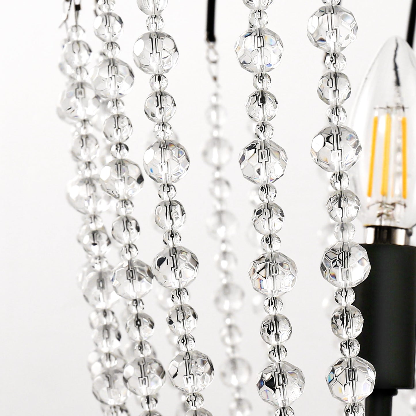 YANSUN 6-Light Black Crystal Pendant Light, Modern Statement Chandelier with E12 Base for Living Room or Dining Room