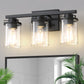 YANSUN 18 in. 3-Light Black Vanity Light with Cylinder Clear Glass Shade for Bathrooms Powder Rooms or Dressing Rooms