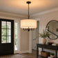 YANSUN 19.7 in. 5-Light KD-Style Chandelier, Black Modern Chandelier with White Shades, Curved Arms, E12 Socket