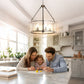 YANSUN 5-Light Black Drum Chandelier Pendant Light with Glass Shade and E12 Base for Dining Room, No Bulbs Included