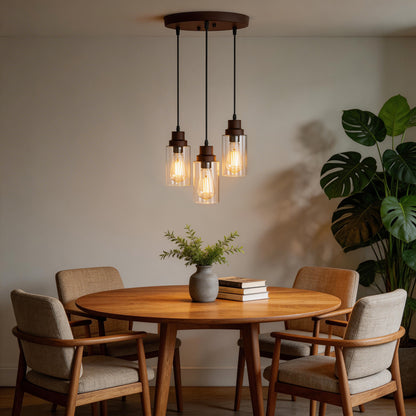YANSUN 3-Light Oil Rubbed Bronze Kitchen Island Pendant Light with Clear Glass Shade Traditional E26 Ceiling Light Fixture