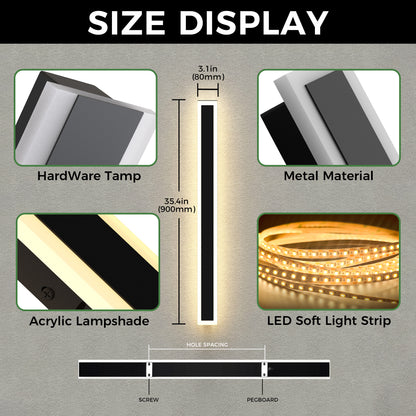 YANSUN 24W IP65 Waterproof Outdoor Wall Light, 35.4" Linear Design, 3000K Warm White, LED Included
