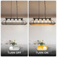 YANSUN 5-Lights Rustic Wood Gray Chandelier Kitchen Island Pendant Light with E26 Base for Kitchen Dining Room No Bulb Included